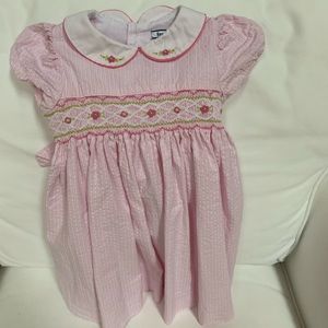 Pink seersucker smocked dress!!